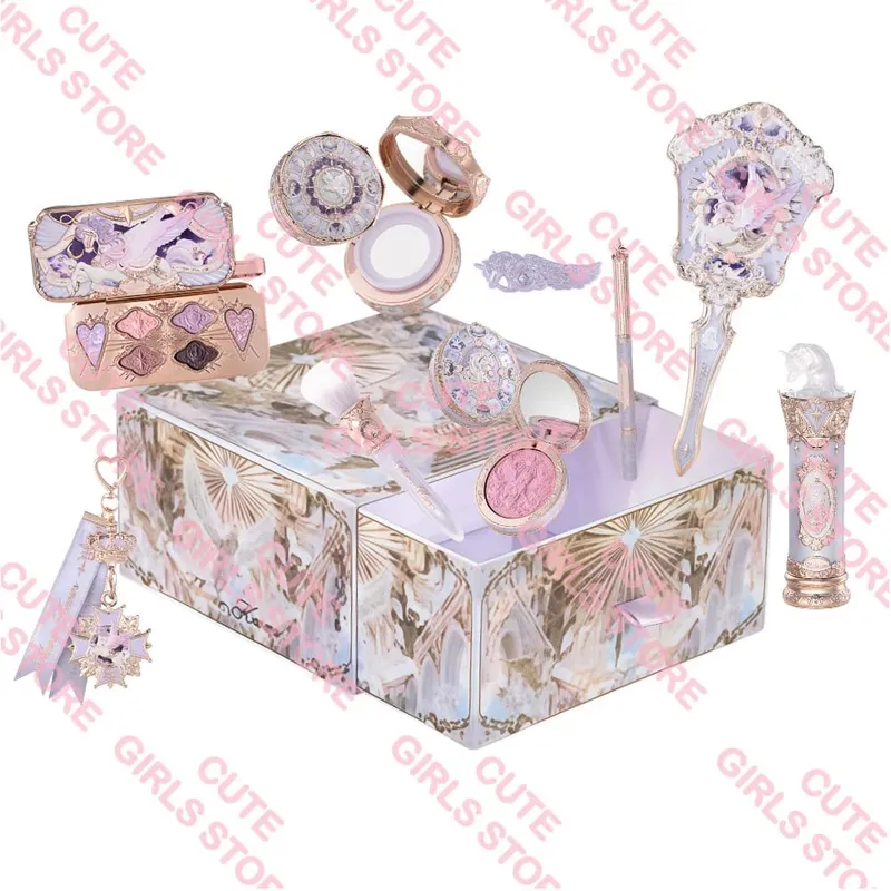 Flower Knows Knight Unicorn Collection Mini All-In Gift Set- with Lipstick Blush Eyeshadow Powder Lip Liner Mirror & Tools