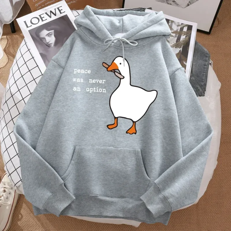 La pace non è mai stata un'opzione Felpa stampata da uomo Street Oversize Autunno con cappuccio Hipster Felpe morbide Hip Hop Abbigliamento sportivo caldo