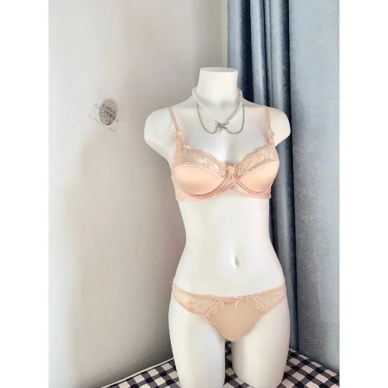 Popular Red Lace Minimizer Bra Set Ladies Half Cup Ultra Thin Big Bust Soft Support Bridal Party Honeymoon Night Out 32-38 Suit