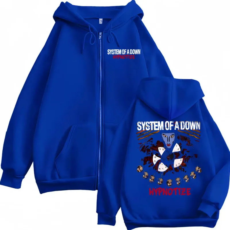 Rock Band System of A Down Hypnotize Graphic Zipper Hoodie Fashion Vintage Zip Up Pullovers Men Women Casual Fleece Sweatshirts