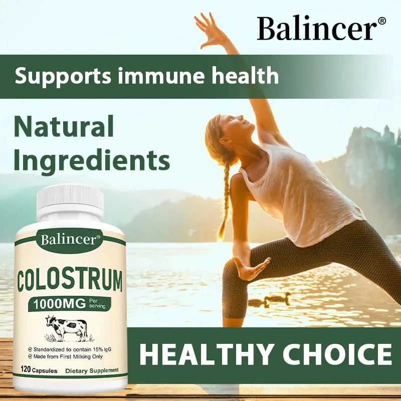 Colostrum 1000mg Capsules Support Gut Digestive Health Immune Defense Muscle Recovery Focus Skin Hair & Nails Wellness