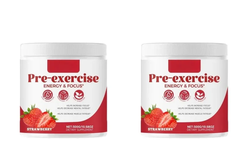Docteat Pre Workout Powder Strawberry Energy & Focus Support Beta-Alanine L-Citrulline Rhodiola 300g 30 เสิร์ฟเครื่องดื่มผสม