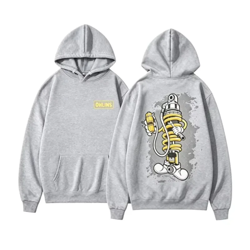 2026 New Ohlins Hoodie Racing Suspension Cartoon Mascot Graphic Print Unisex Loose Fit Autumn Winter Streetwear Sweatshirt Tops