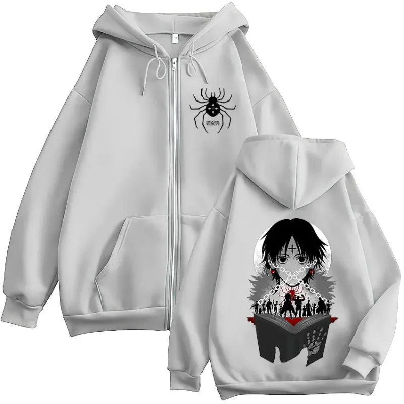 Anime Hunter X Hunter Chrollo Lucilfer Graphic Zipper Hoodies Men Women Clothing Oversized Zip Up Hooded Sweatshirts Streetwear