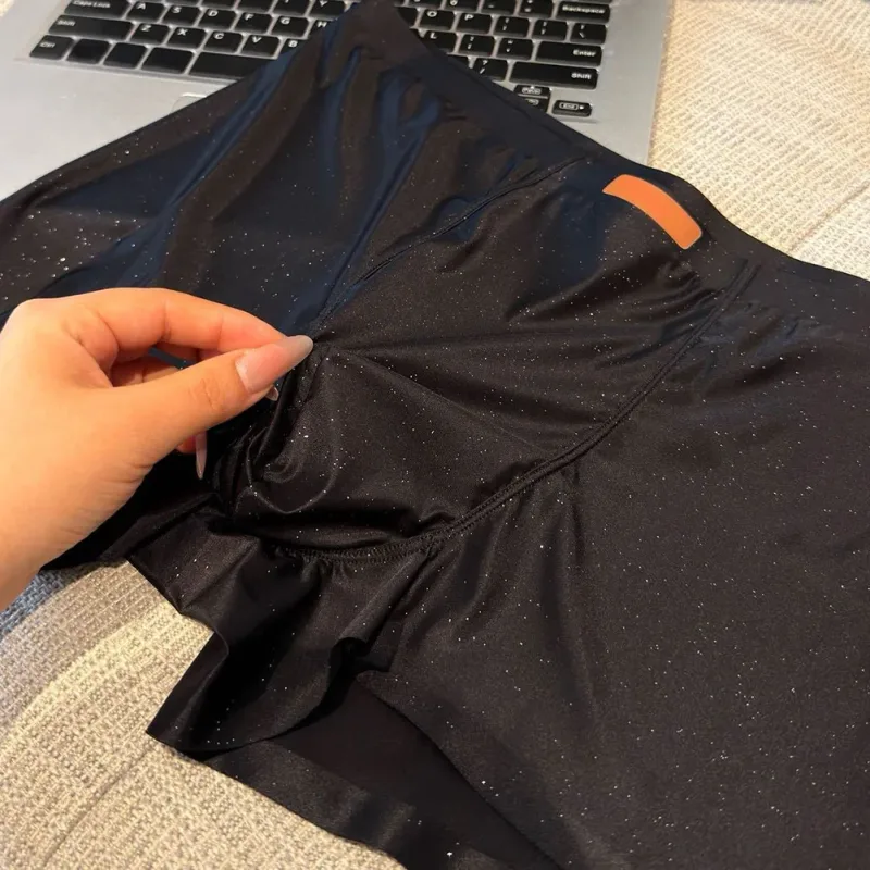 1pc Men Satin Trunks Seamless Shiny Boxer Shorts Ice Silk Middle Waist Panties Solid U Convex Bulge Pouch Underwear Breathable — image 15