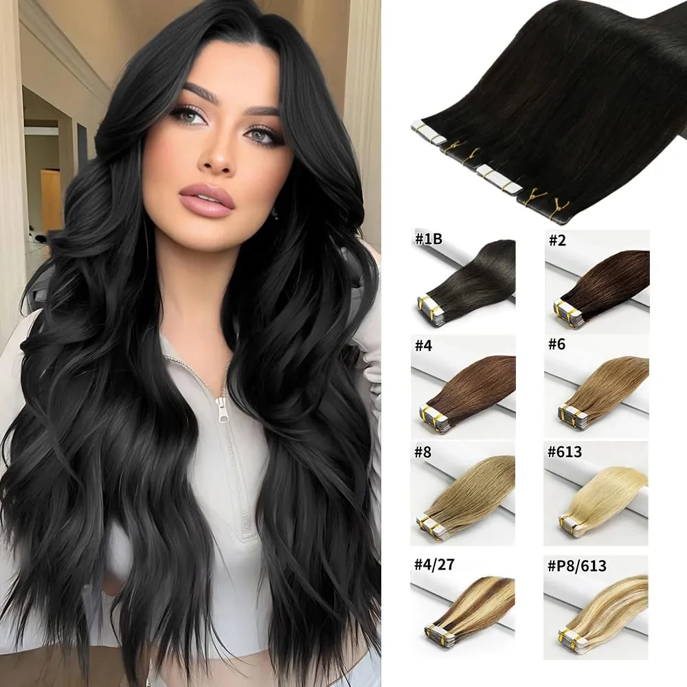 Bone Straight Tape In Hair Extensions Indian Hair Seamless Skin Weft Invisible Tape In Human Hair Extensions 50g/20pcs For Women