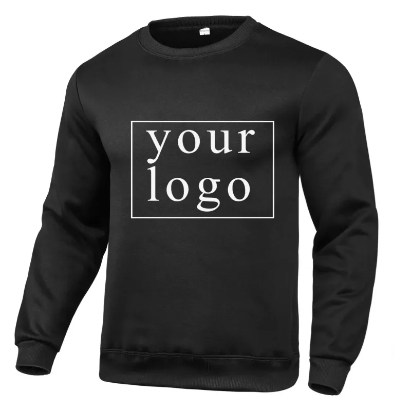 Din egen design Varumärkeslogotyp/bild Personlig anpassad var som helst Män Kvinnor DIY Rundhalsad långärmad tröja Mode Nytt