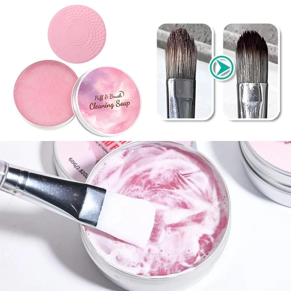 Makeup Brush Cleaner Soap with Silicone Mat Deeply Cleans Waterproof Makeup for Synthetic & Natural Makeup Brushes & Sponges