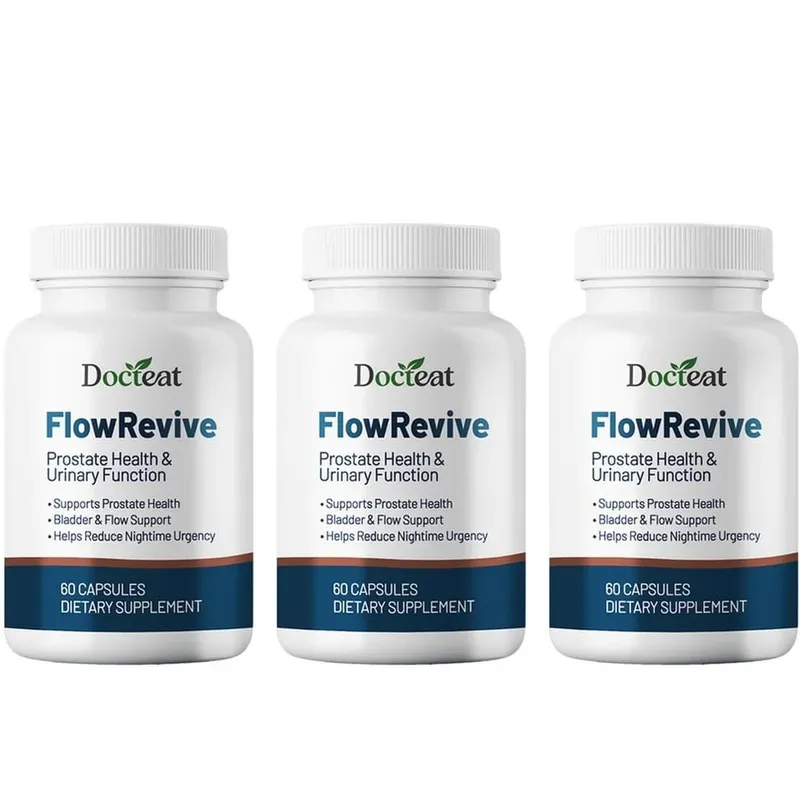 Docteat FlowRevive Prostate & Urinary Support Capsules with Saw Palmetto Pumpkin Seed and Pygeum Bark Extract - 60 Capsules