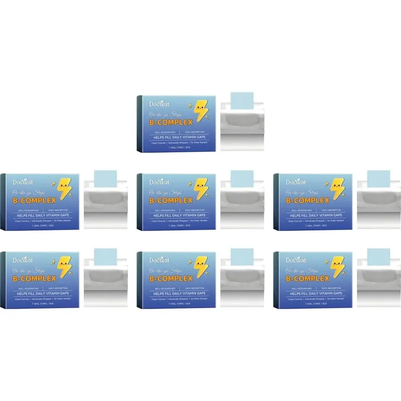 Docteat B-Complex Oral Dissolving Strips Supports Energy Metabolism and Nerve Health Helps Fill Daily Vitamin Gaps 7 Strips