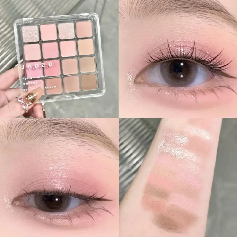 16 Color Eyeshadow Palette Matte Low Saturation Waterproof Glitter Blue Eye Shadow Long Lasting Pink Eyes Makeup Korean Cosmetic