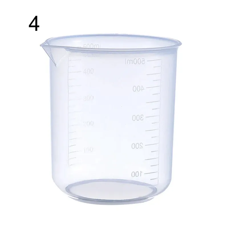 ถ้วยตวงพลาสติกโปร่งใสห้องปฏิบัติการ Beaker สำเร็จการศึกษาของเหลวเหยือกถ้วยครัวเบเกอรี่ทำอาหารการวัดขนาดคอนเทนเนอร์
