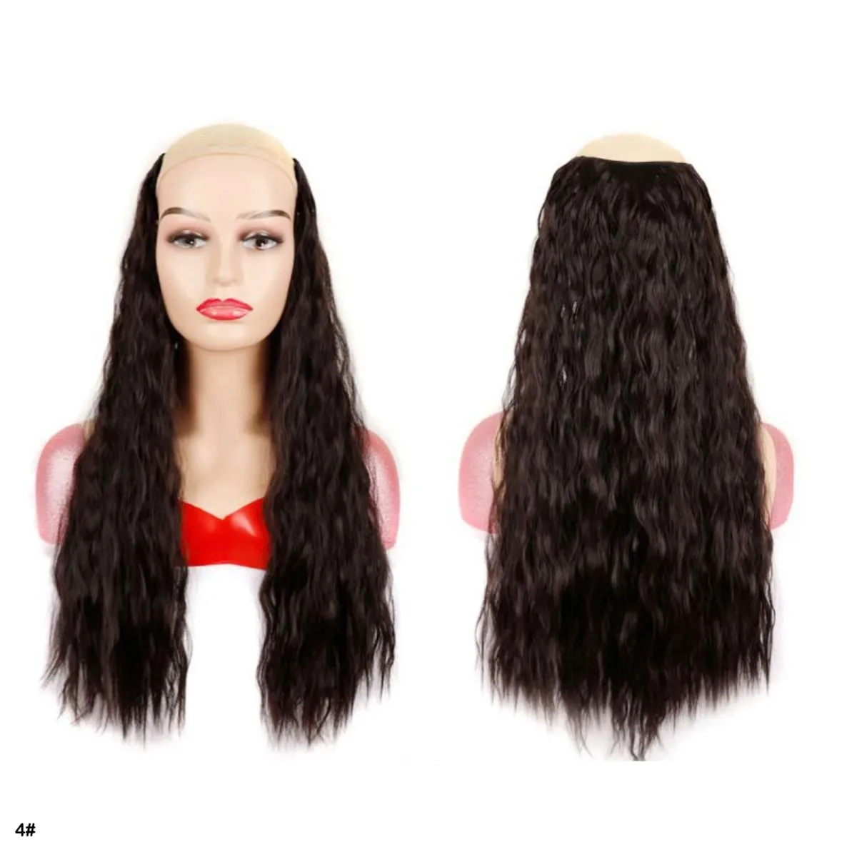 Synthetic Curly Hair Extensions Clip in One Piece 4Clips Deep Wave Long Hairpieces for Women Daily Use Party Hair Accessory