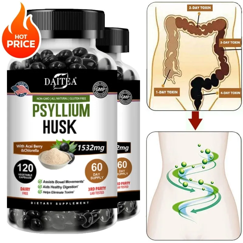 Psyllium Husk - Contains Natural Psyllium Husks To Benefit Intestinal and Digestive Health and Enhance Immunity