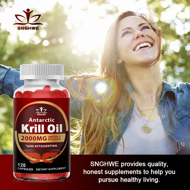 2000 mg d'huile de krill phospholipides oméga-3 EPA et DHA phospholipides et astaxanthine pour le régime de soutien immunitaire et cardiaque des articulations cérébrales