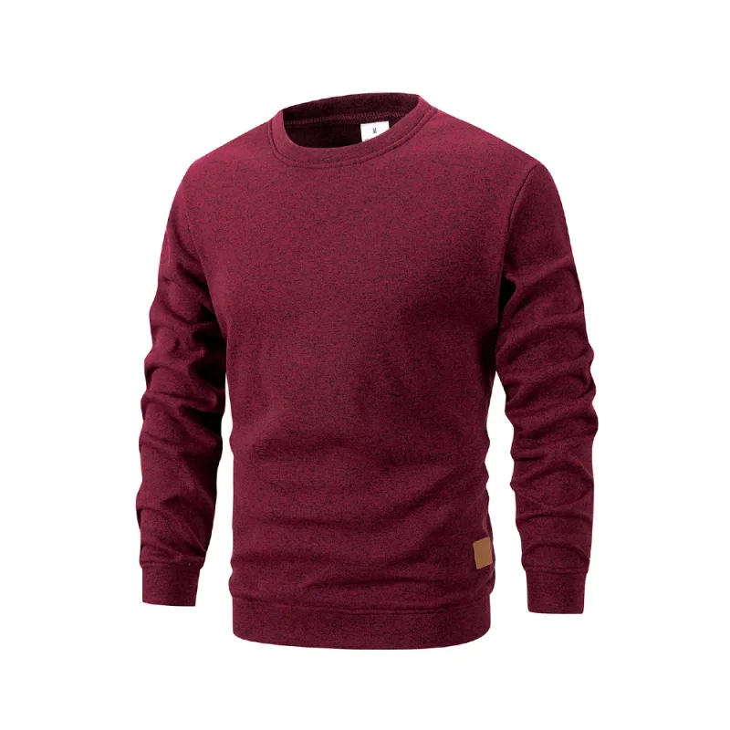 Men's Warm Crew Neck Sweatshirt Fleece Lined Thermal Pullover Autumn Winter Fashion Casual Sweater Loose Knit Long Sleeve Hoodie
