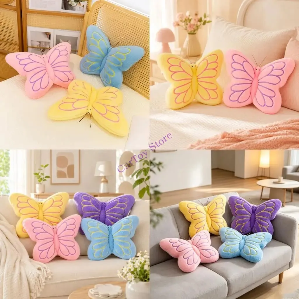 Plush Butterfly Cushion with Soft Cover Cotton Fill and Butterfly for Chair Sofa Bed and Lounge Seating