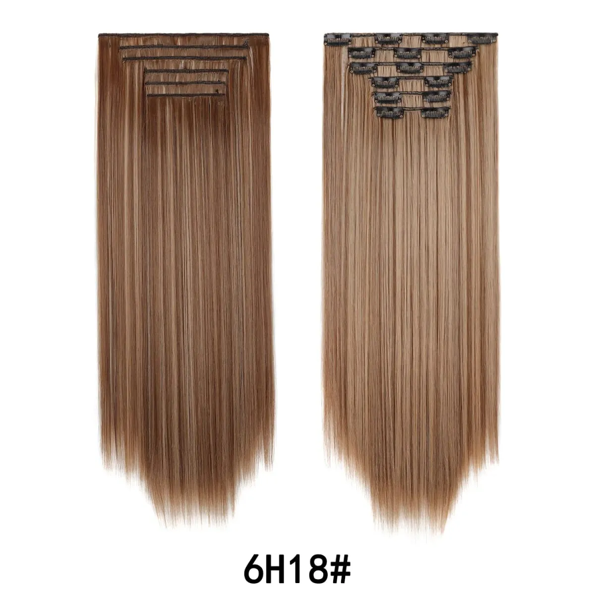 24 Inch 6PCS Clip In Hair Extensions Straight Synthetic Hair Extensions Dark Brown Long Natural Looking Hair Piece for Women