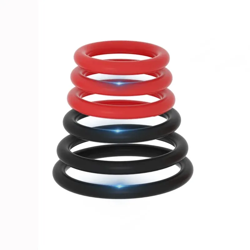 New 6pcs Silicone Penis Ring Ejaculation Delay Cock Rings Dick Erection Cockring Male Chastity Adult Sex Toys for Men