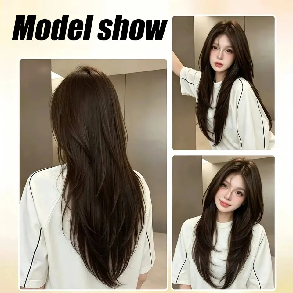 Synthetic High-layer Inward Curl Wig Extensions One-Piece Ultra-thin Invisible Hair Extension For Girl Party Halloween Christmas