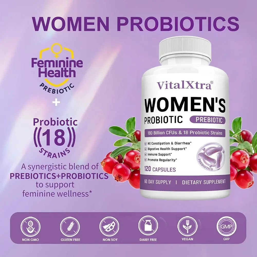Women’s Probiotic 120 Caps 180 Billion CFU 18 Strains Digestive Immune Vaginal & Urinary Health Shelf Stable Gluten Free — image 2