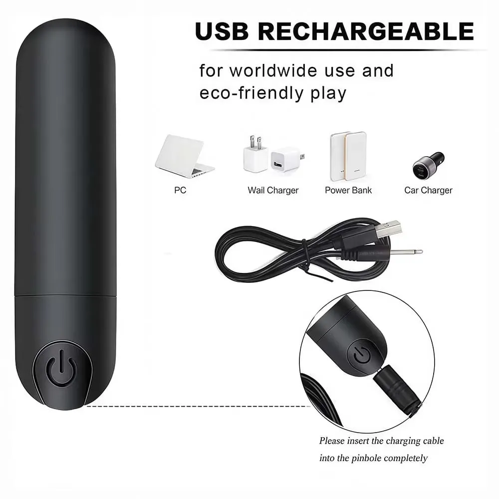USB Charge 10-Speed Mini Bullet Vibrator Rechargeable Wireless Vibrating Anal Plug Clitoral Stimulator Adult Sex Toys for Women — image 3