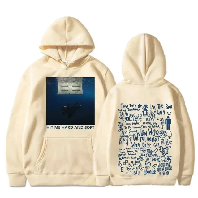 Hit Me Hard and Soft Tour Hoodie Billie Pullover Herr Sångare Grafiskt tryck Höst Vinter Fleece Sweatshirts för fans