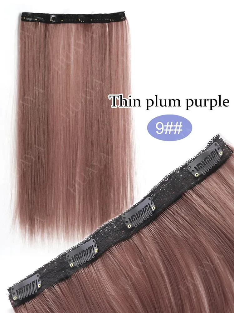SyntheticColored Hair Extensions 20Inch Cosplay Hairpiece Straight One Piece With 4Clips In Hair Extensions for Women Halloween