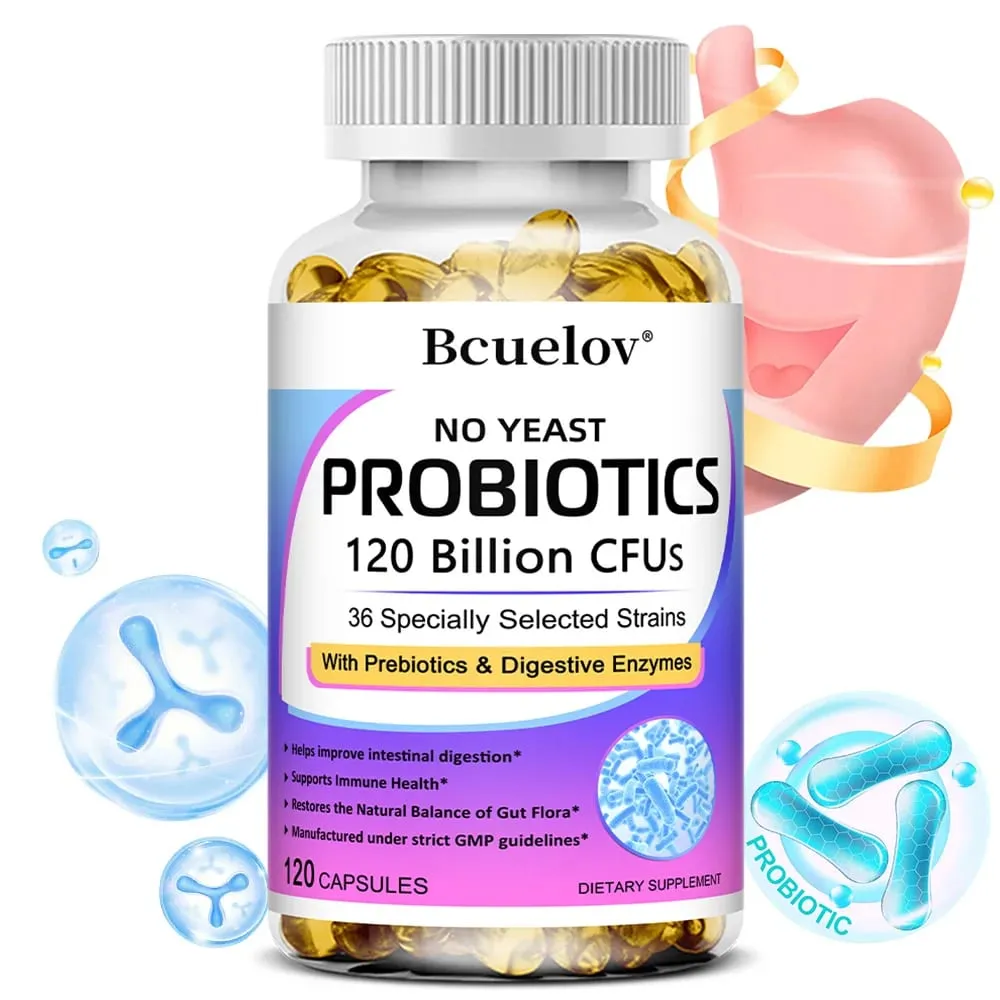 Probiotics 120 Billion CFU with Prebiotics & Digestive Enzymes Supports Digestion Gut Flora Bloating Relief & Immune Health — image 1