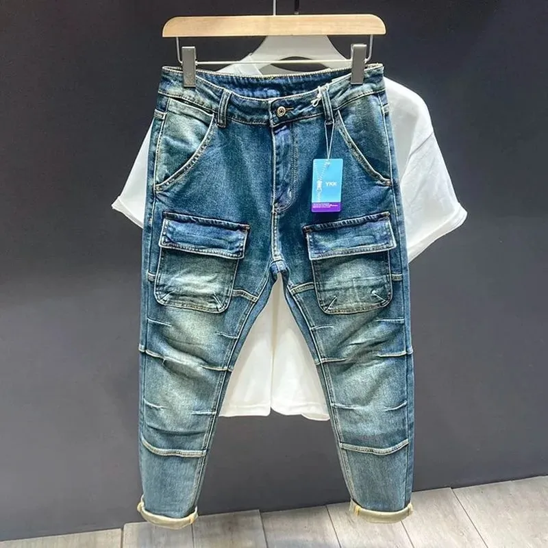 Spring and Autumn New Fashionable Solid Color American Retro Straight leg Jeans for Men's Casual Sports High quality Jeans 28-36