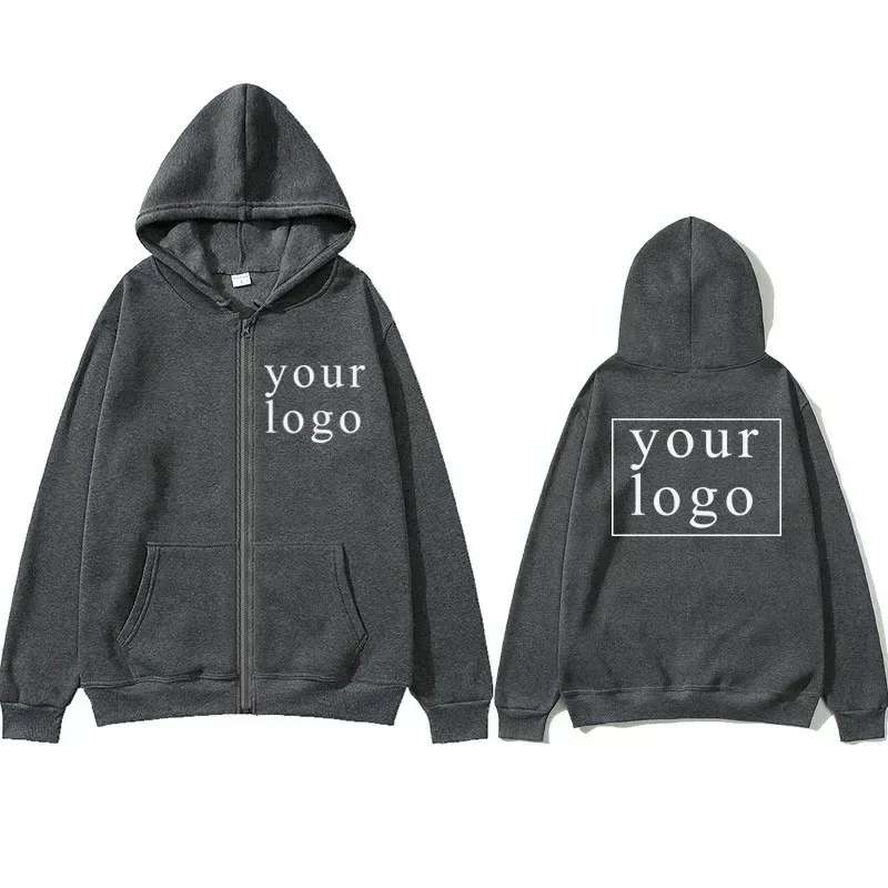 Novo masculino feminino diy zíper cardigan hoodie 2025 nova moda seu próprio design marca logotipo/imagem personalizado em qualquer lugar