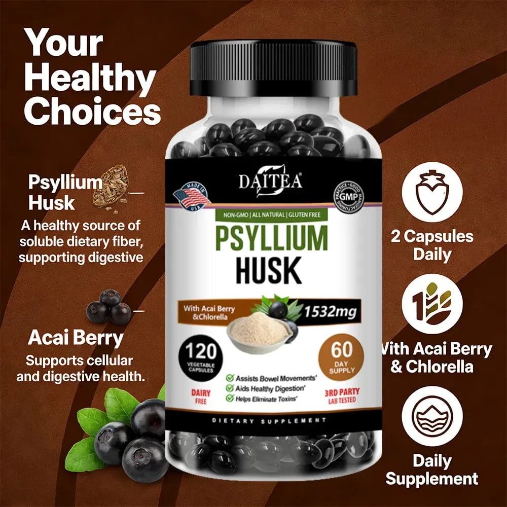 Psyllium Husk - Contains Natural Psyllium Husks To Benefit Intestinal and Digestive Health and Enhance Immunity