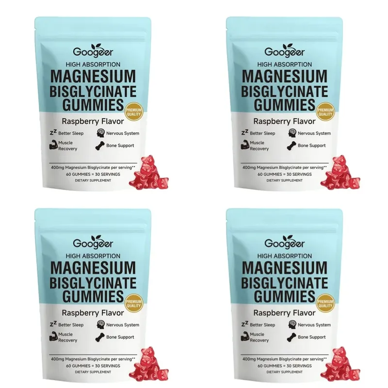 Magnesium Bisglycinate Gummies for Bone Muscle Sleep Support Nervous System Wellness with Vitamin D3 and Zinc 60 Gummies