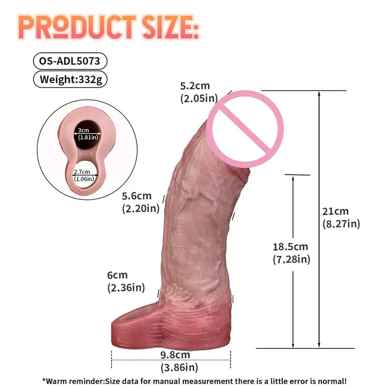 Penis Extender Device Cover Sleeve Girth Enhancement Pleasure Dildo Sheath Adult Sex Toys For Men Reusable Condom 18+