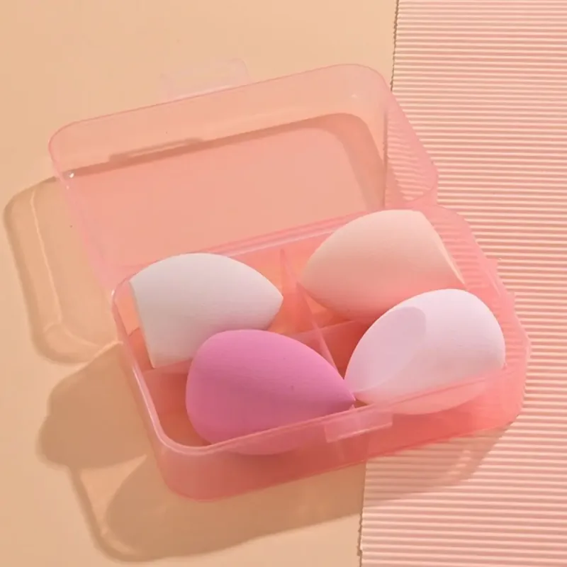 4Pcs Beauty Pro Foundation Cosmetic Puff Set Dry Wet Usable Makeup Tool Magic Brushes With Box Sponge Powder Makeup