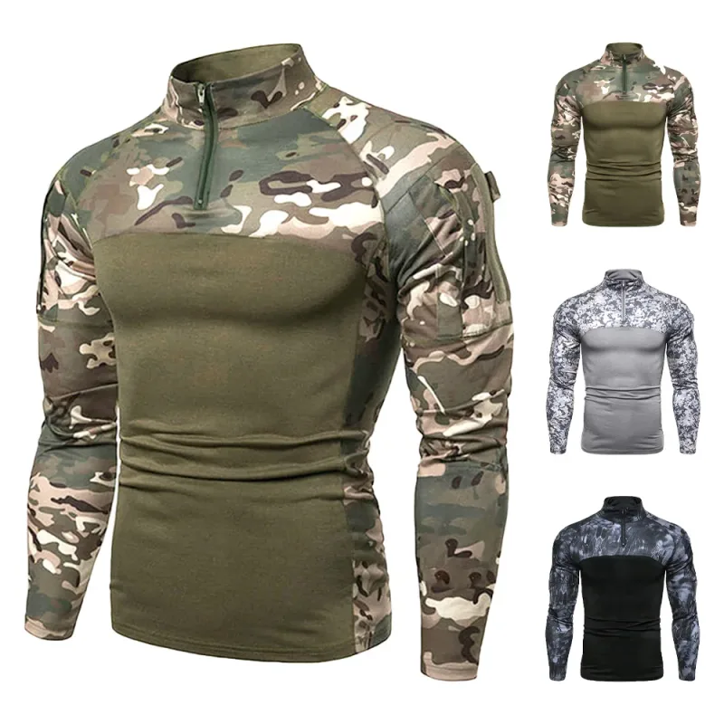 Tactisch sweatshirt voor heren Outdoor Hoodies Heren Lente Herfst Truien met lange mouwen Lichtgewicht opstaande kraag Slim Fit Sweatshirts