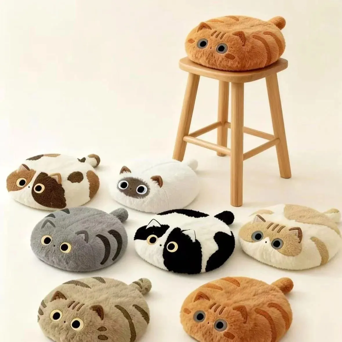 Cute Cat Plush Cushion Pillow Stuffed Plushie Soft Sofa Seat Chair Back Doll Office Dorm Bedroom Gift for Kids Girls — image 8