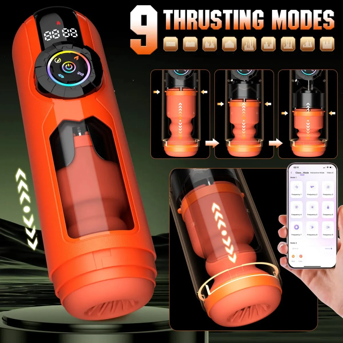 APP Intelligent Heating Suction Blowjob Masturbator for Men LCD Display Telescopic Vibrating Masturbation Cup Pocket Pussy — image 3