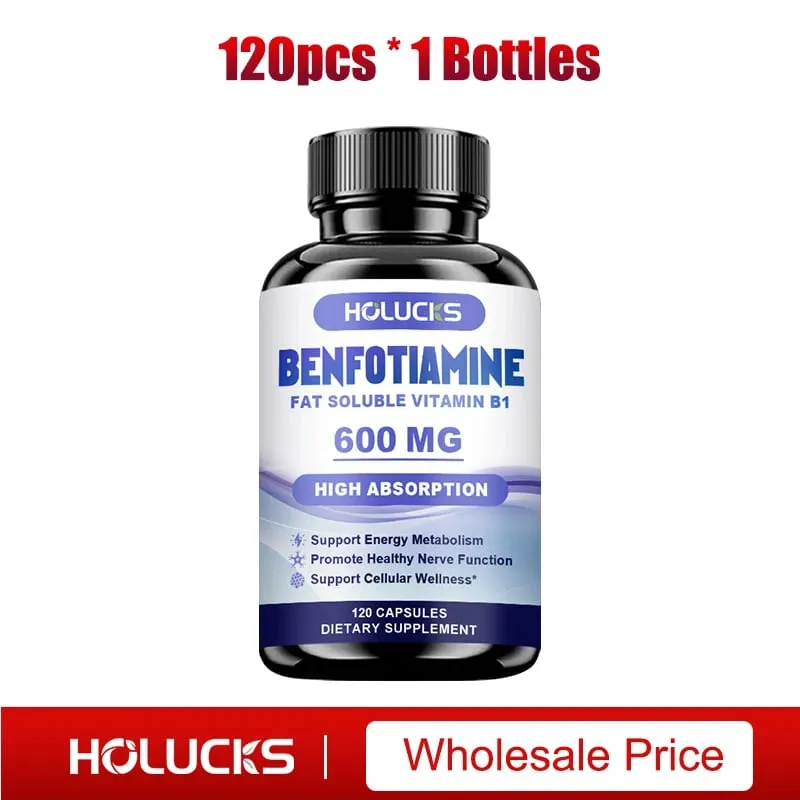 Benfotiamin 600mg | Overlegen Absorption Vitamin B1 til energimetabolisme og nervesundhed | 120 kapsler kosttilskud