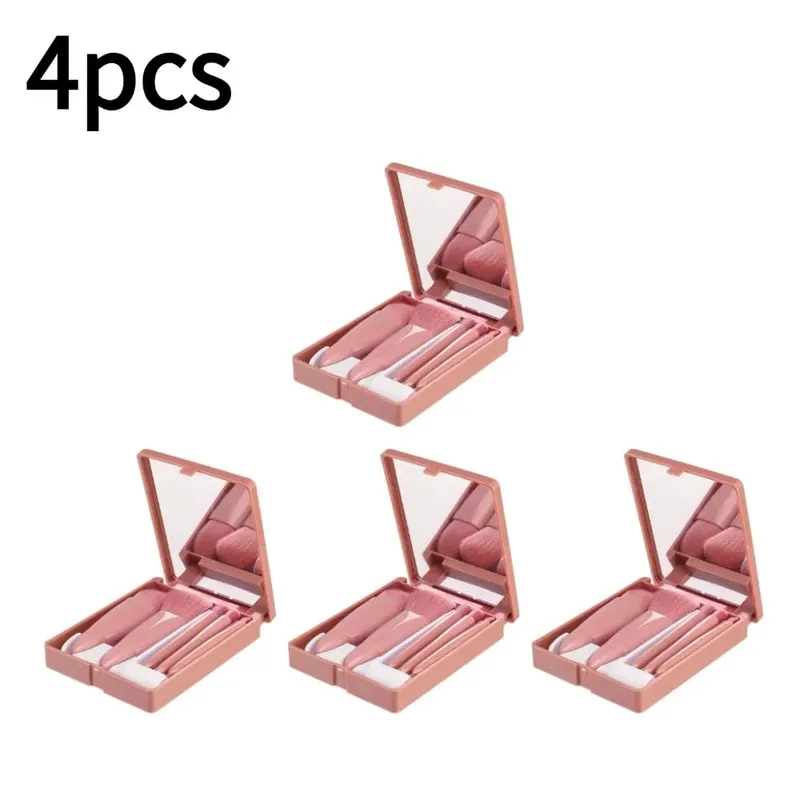 Malé štětce s kompletní funkcí Sada kosmetických štětců s pouzdrem a zrcátkem 5ks Cestovní sada štětců na make-up Mini Makeup — image 10