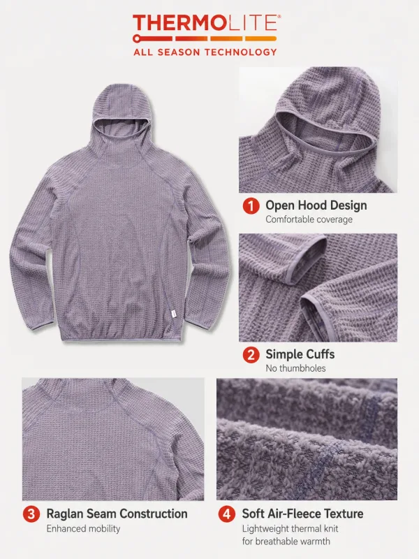 Thermolite® All Season Thermal Hoodie Unisex Lightweight Quick Dry Pullover Sweatshirt Breathable Winter Mid Layer Activewear
