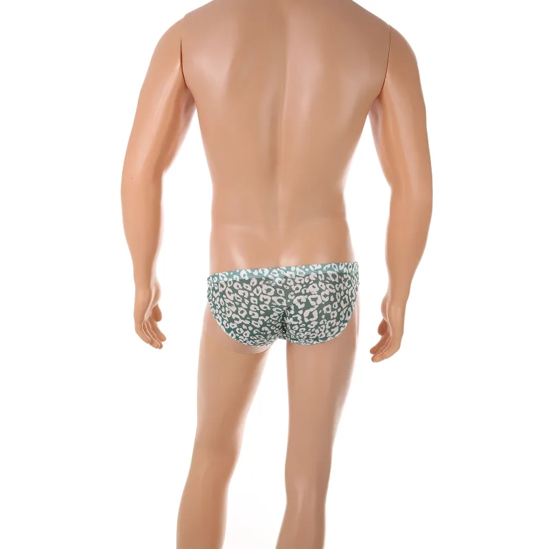 Men Sexy Briefs Underwear Mesh Sheer Ultra-Thin Underpants Big Penis Pouch See Through Panties Leopard Bikini
