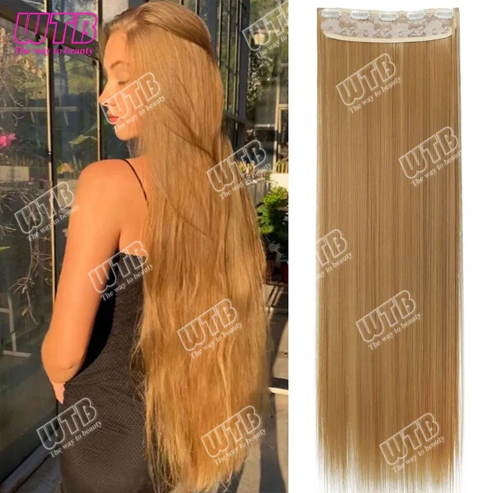 Extra Long Straight Synthetic 5 Clip Hair Extensions Ponytail Extension For Ladies Girls 20~40 Inches Clip In Extensions Hairpie