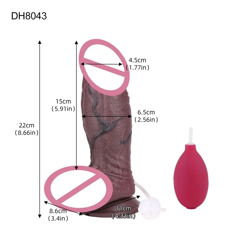 Silicone Lifelike Double Layers Ejaculating Penis Squirting Long Dildo With Sucker Anal Sex Toys For Men Women Masturbator