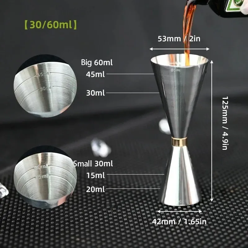 30/45/60/90ml Measuring Cup 304 Stainless Steel Measure Cup Cocktail Shot Drink Spirit Jigger Mixed Beaker Liquid Measuring Cups — image 6