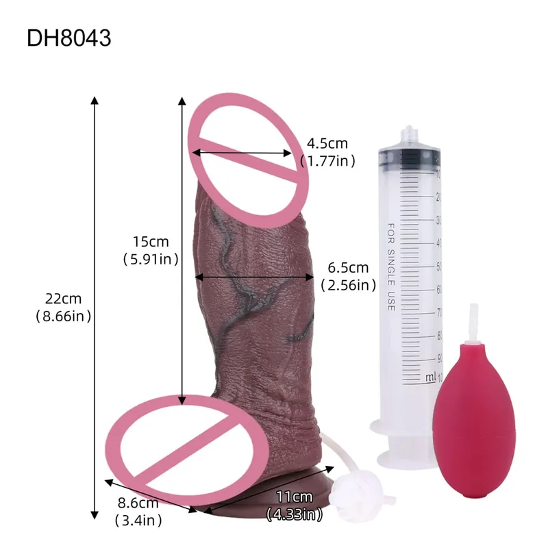 Silicone Lifelike Double Layers Ejaculating Penis Squirting Long Dildo With Sucker Anal Sex Toys For Men Women Masturbator