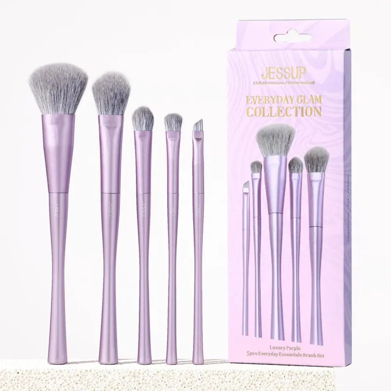 Jessup Makeup Brushes Set 14pcs Professional Vegan Foundation Eyeshadow Contour Powder Blending Brush Kit Luxury Purple T512