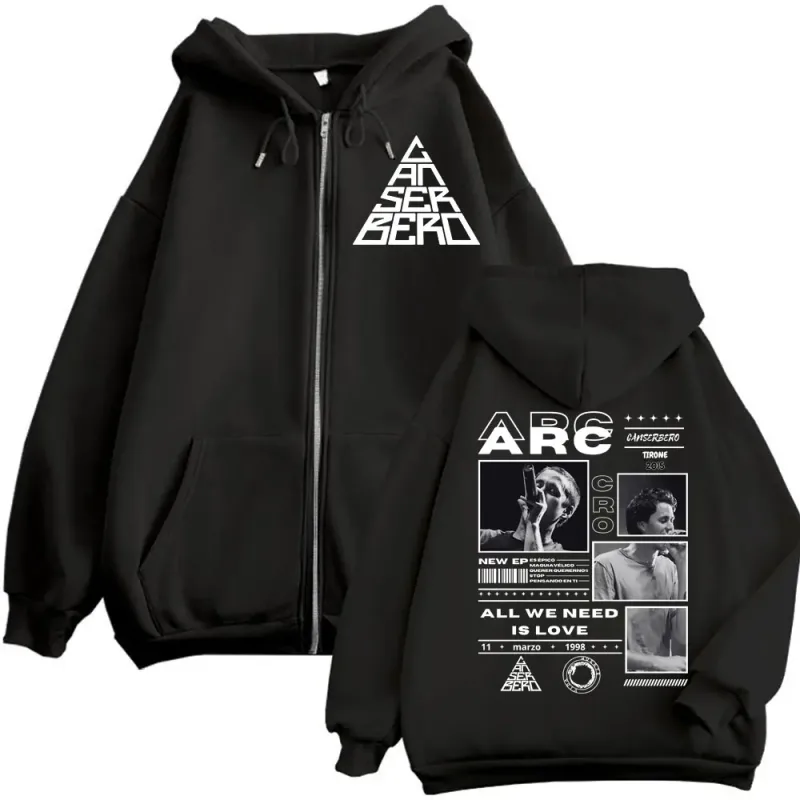 Canserbero All We Need Is Love Muerte Vida Merch Zipper Hoodie Herrenmode Hip Hop Zip Up Sweatshirts Lässige Fleecepullover — image 9