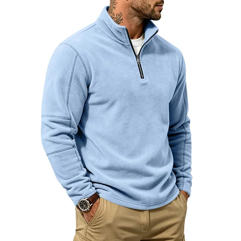 Men's Quarter Zip Polar Fleece Pullover Stand Collar Long Sleeve Casual Warm Sweatshirt For Autumn Winter Daily Commute Wear