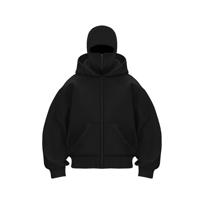 New Autumn Winter Unisex zip up hoodies Ninja jacket Men's Women's Balaclava Hooded Mask Design cold culture sweatshirt